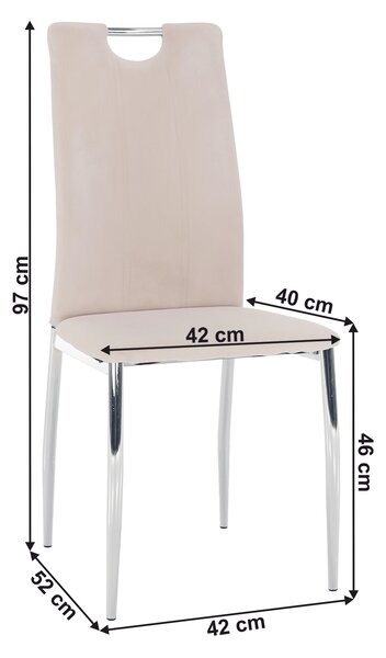 KONDELA Étkezőszék, bézs Dulux Velvet szövet/króm, OLIVA NEW