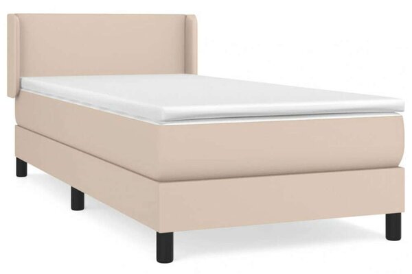 VidaXL cappuccino színű műbőr rugós ágy matraccal 90 x 200 cm