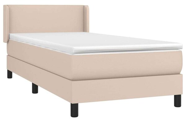 VidaXL cappuccino színű műbőr rugós ágy matraccal 90 x 200 cm