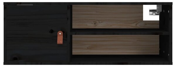 Fekete tömör fenyőfa faliszekrény 80 x 30 x 30 cm