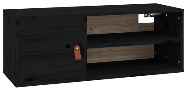 Fekete tömör fenyőfa faliszekrény 80 x 30 x 30 cm