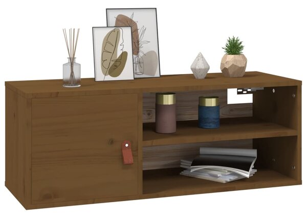 2 db mézbarna tömör fenyőfa faliszekrény 80 x 30 x 30 cm