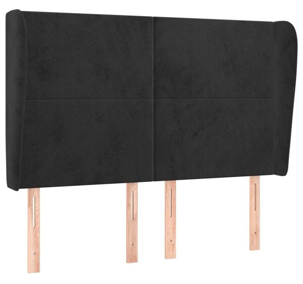 VidaXL Fekete Bársony Ágyfejtámla Szárnyakkal - 147x23x118/128cm