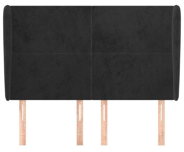 VidaXL Fekete Bársony Ágyfejtámla Szárnyakkal - 147x23x118/128cm