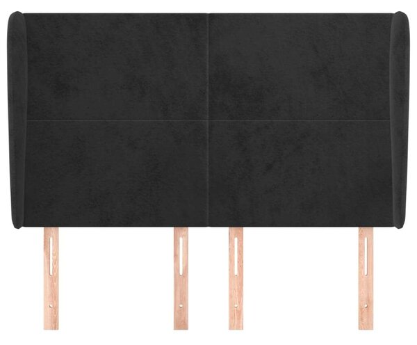 VidaXL Fekete Bársony Ágyfejtámla Szárnyakkal - 147x23x118/128cm