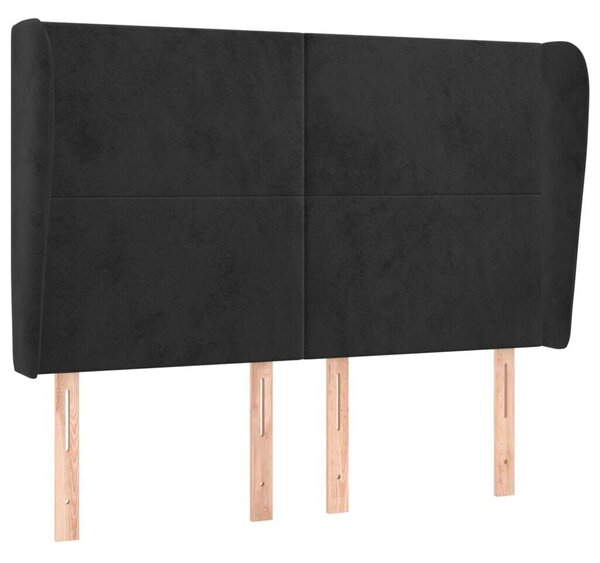 VidaXL Fekete Bársony Ágyfejtámla Szárnyakkal - 147x23x118/128cm