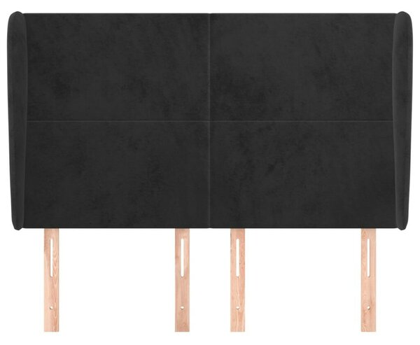 VidaXL Fekete Bársony Ágyfejtámla Szárnyakkal - 147x23x118/128cm