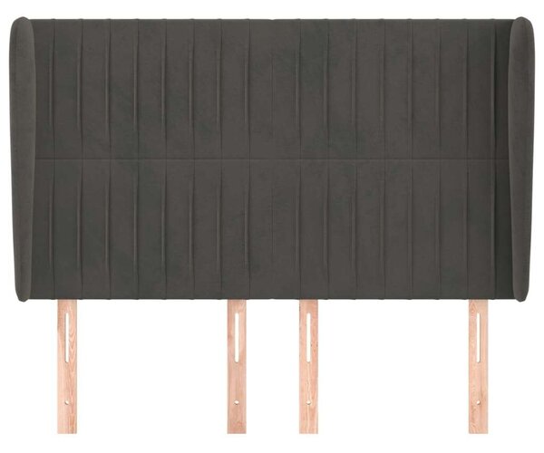VidaXL Bársony Fejtámla Szárnyakkal - Sötétszürke - 147x23x118/128cm