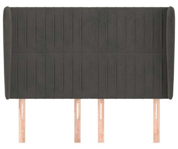 VidaXL Bársony Fejtámla Szárnyakkal - Sötétszürke - 147x23x118/128cm