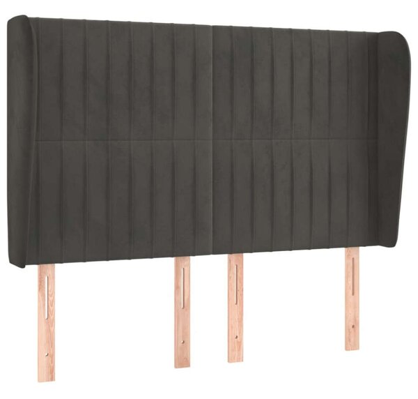 VidaXL Bársony Fejtámla Szárnyakkal - Sötétszürke - 147x23x118/128cm