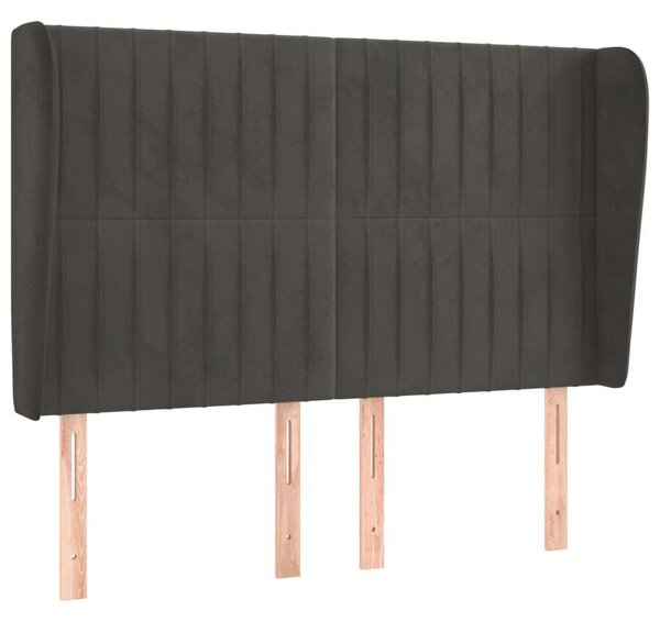 VidaXL Bársony Fejtámla Szárnyakkal - Sötétszürke - 147x23x118/128cm