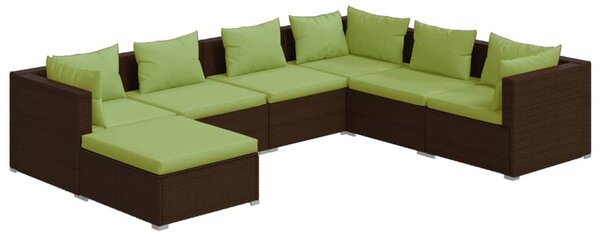 7 részes barna polyrattan kerti ülőgarnitúra párnákkal