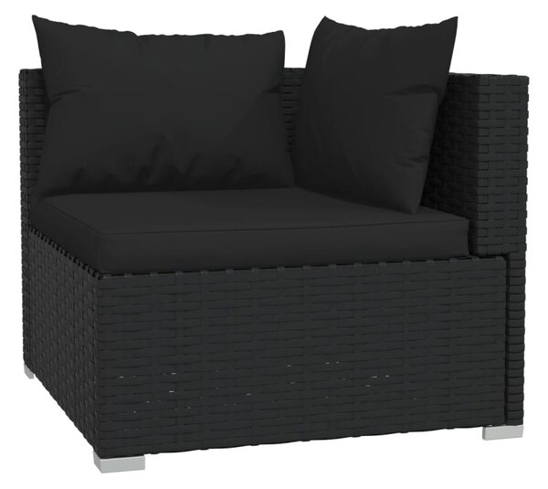 4 részes fekete polyrattan kerti ülőgarnitúra párnákkal