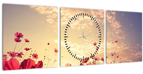 Kép - Rét virágokkal (órával) (90x30 cm)