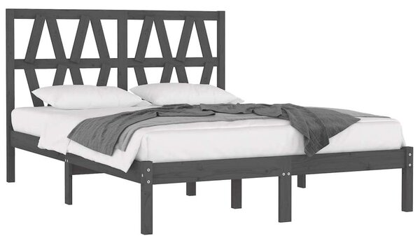 VidaXL Szürke Tömör Fenyőfa Ágykeret - 200x200 cm