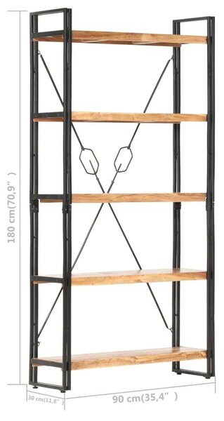 VidaXL Akácfa Könyvespolc - Ipari Stílus - 90x30x180 cm
