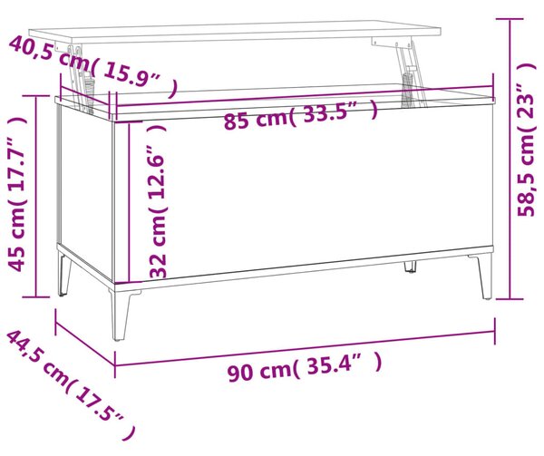 Fekete szerelt fa dohányzóasztal 90x44,5x45 cm