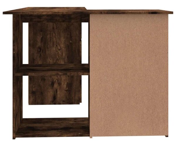 VidaXL Sarokíróasztal - Tömör Fa - Füstös Tölgy - 145x100x76 cm