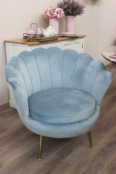 Kék dizájner bársony fotel 77 cm