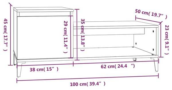 Fekete szerelt fa dohányzóasztal 100 x 50 x 45 cm