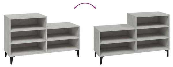 Betonszürke szerelt fa cipőszekrény 102x36x60 cm