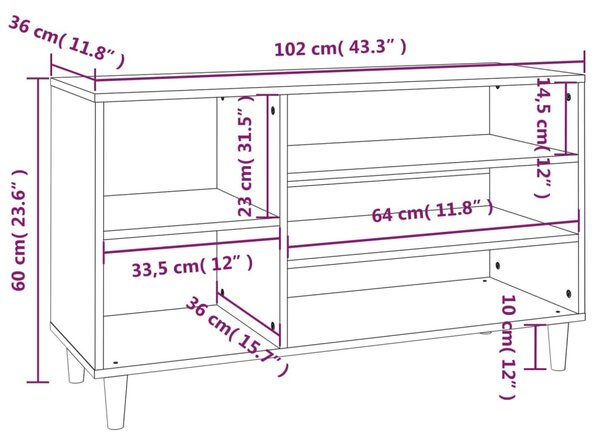 Fekete szerelt fa cipősszekrény 102x36x60 cm