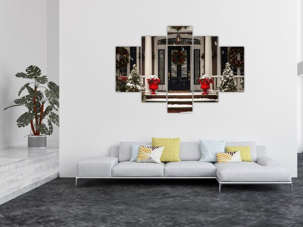 Kép - Karácsonyi díszítésű ház (150x105 cm)