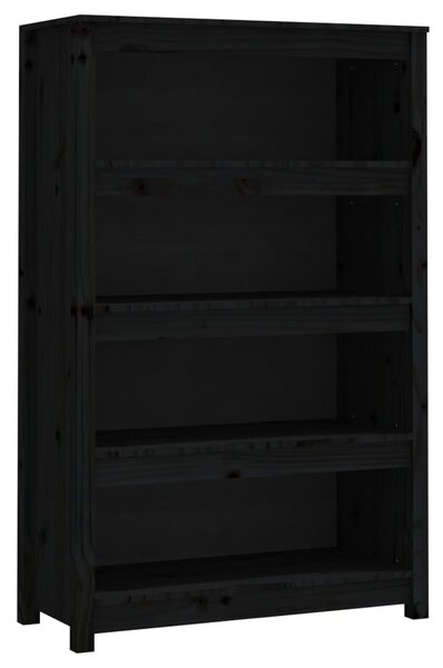 Fekete tömör fenyőfa könyvszekrény 80x35x126 cm