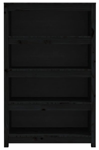 Fekete tömör fenyőfa könyvszekrény 80x35x126 cm