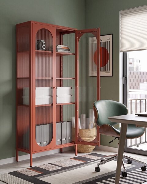 Üveges vitrin FOXTON Fém 80 cm Aranybarna