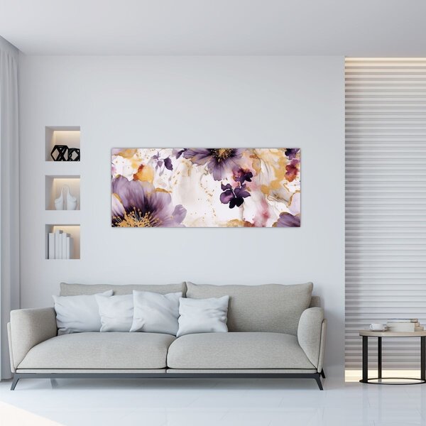 Kép - Akvarell virágok (120x50 cm)