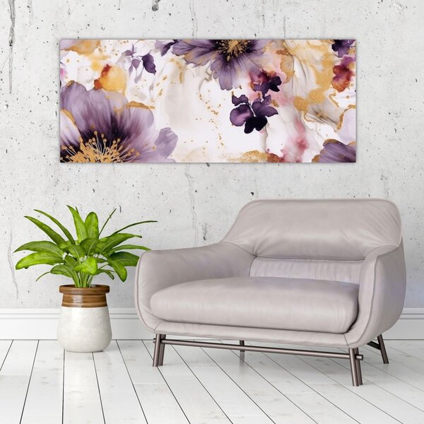 Kép - Akvarell virágok (120x50 cm)