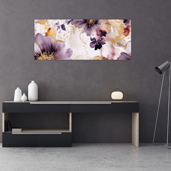 Kép - Akvarell virágok (120x50 cm)