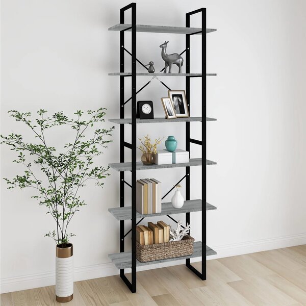 Szürke sonoma színű szerelt fa magasszekrény 80 x 30 x 210 cm