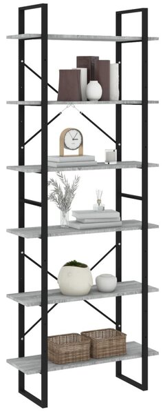 Szürke sonoma színű szerelt fa magasszekrény 80 x 30 x 210 cm