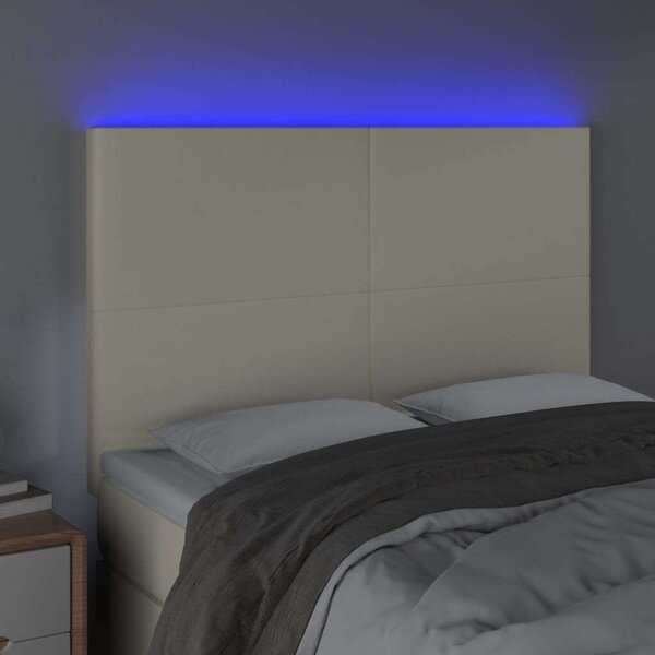 VidaXL krémszínű műbőr LED-es fejtámla 144x5x118/128 cm