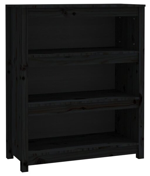 Fekete tömör fenyőfa könyvszekrény 80x35x97 cm