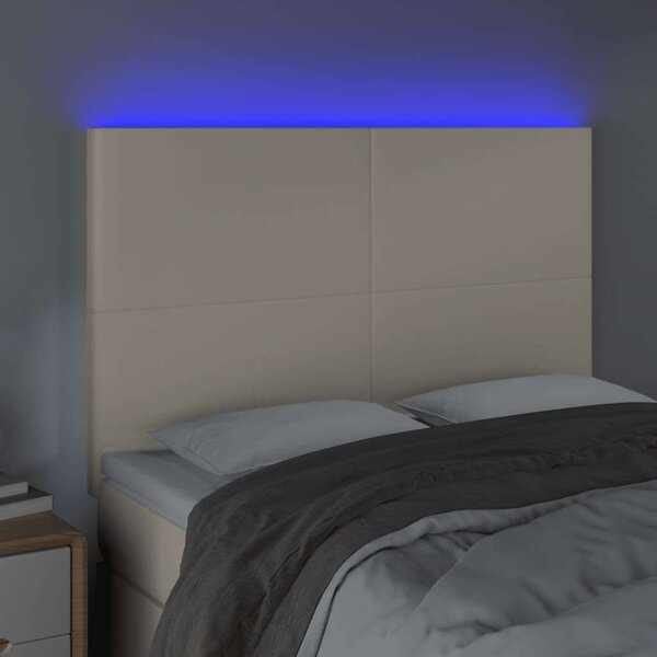 VidaXL krémszínű műbőr LED-es fejtámla 144x5x118/128 cm