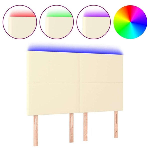 VidaXL krémszínű műbőr LED-es fejtámla 144x5x118/128 cm