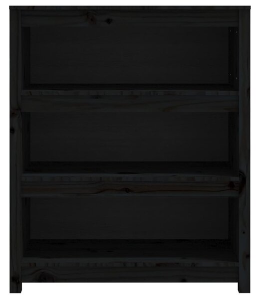 Fekete tömör fenyőfa könyvszekrény 80x35x97 cm