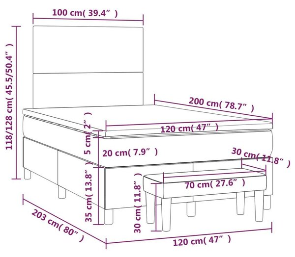 VidaXL Krémszínű Ágy Matraccal - 120x200 cm