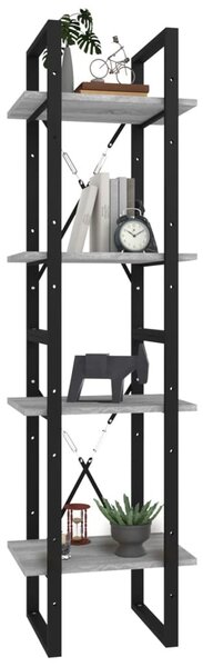 4 szintes szürke sonoma szerelt fa könyvszekrény 40x30x140 cm
