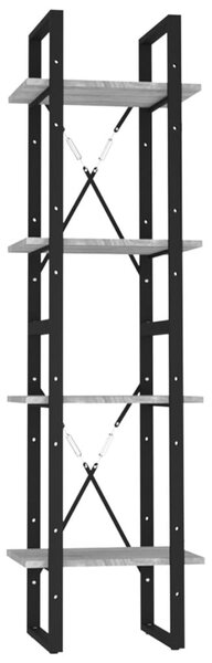 4 szintes szürke sonoma szerelt fa könyvszekrény 40x30x140 cm