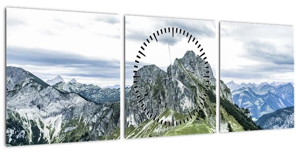 Kép - hegycsúcsok (órával) (90x30 cm)