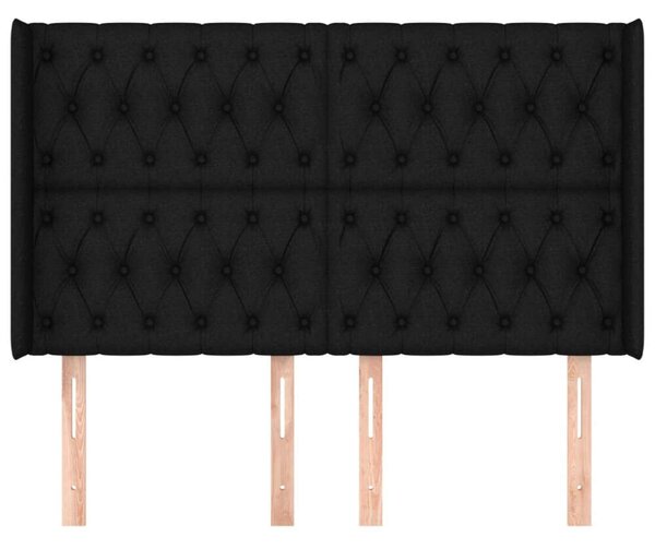 VidaXL Fekete Szövet Fejtámla Szárnyakkal - 163x16x118/128 cm