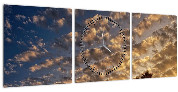 Kép - Pálmafák a felhők között (órával) (90x30 cm)