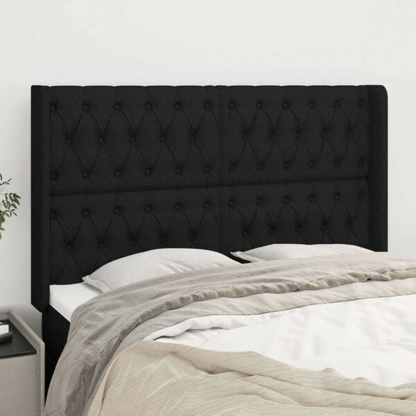 VidaXL Fekete Szövet Fejtámla Szárnyakkal - 163x16x118/128 cm