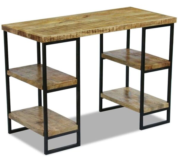 VidaXL Mangófa Íróasztal Polcokkal - 110x50x76 cm