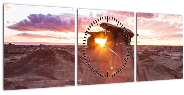 Kép - naplemente a sivatagban (órával) (90x30 cm)