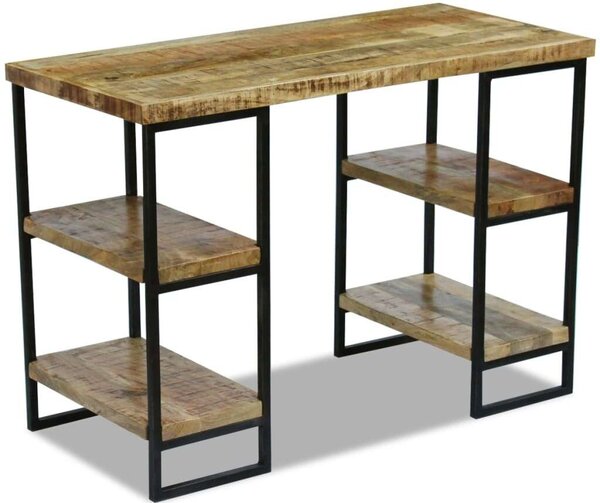 VidaXL Mangófa Íróasztal Polcokkal - 110x50x76 cm